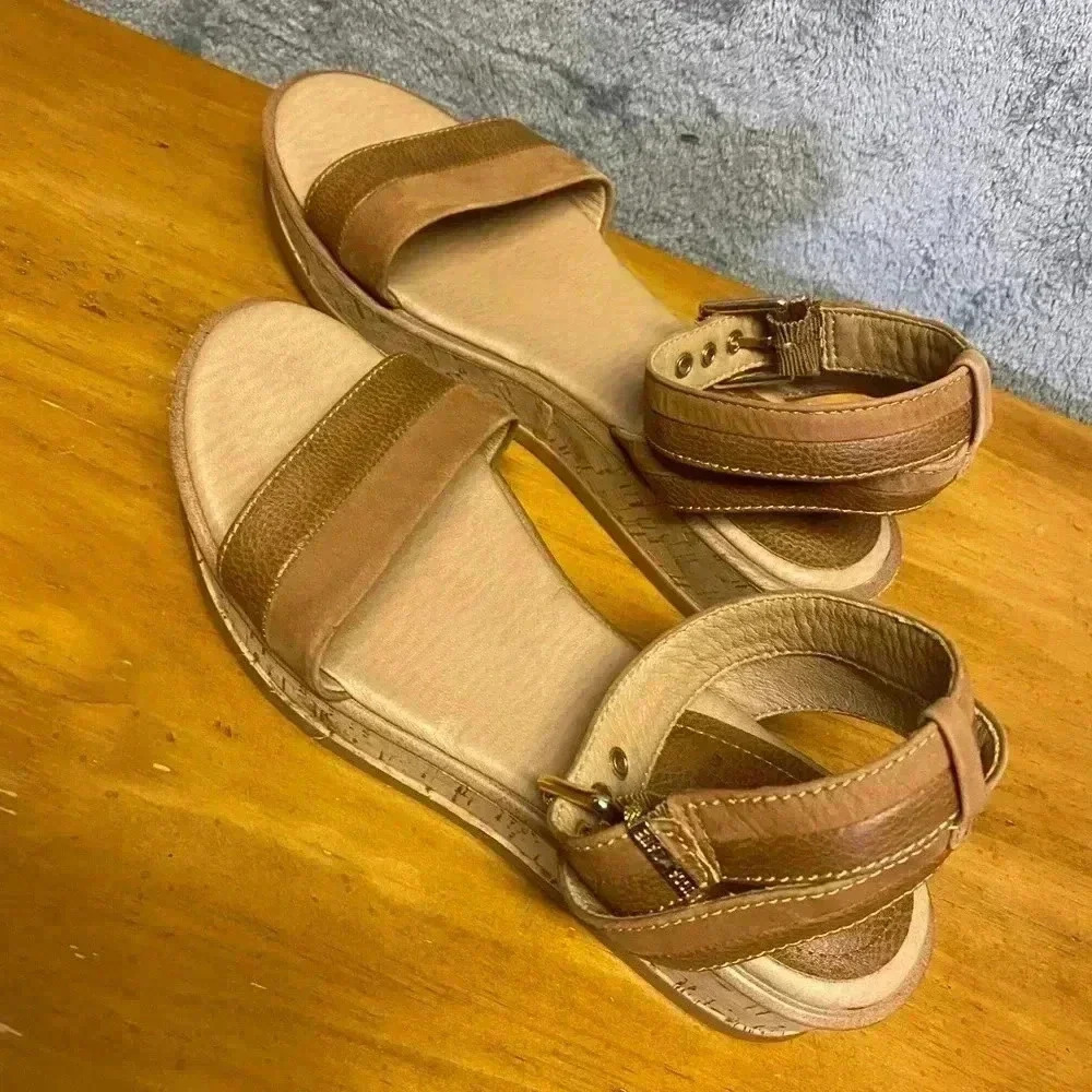 Lucca Lane Leesa Cork Sandals Womens 7.5 Brushed Brown‎ Casual Open Toe Platform - Picture 6 of 9